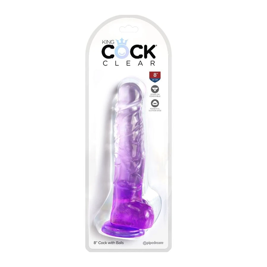 KING COCK - CLEAR PENE REALISTICO CON SFERE 16.5 CM VIOLA
